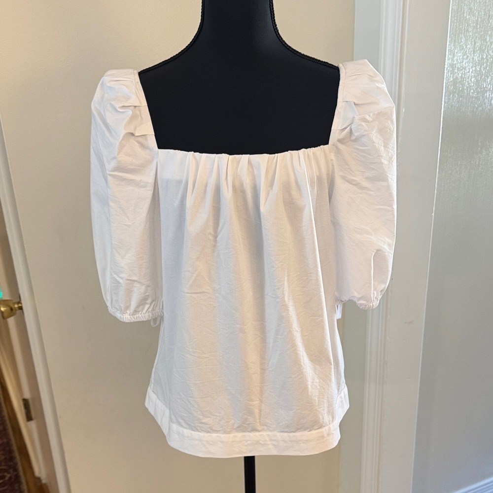 Finley White Square-Neck Puff Sleeve Blouse